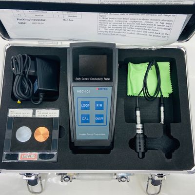 HEC-101 60KHz 에디 전류 전기 전도성 검사기 %IACS MS/m 듀얼 유닛 자동 온도 보상 알루미늄 구리 합금 전도성 미터