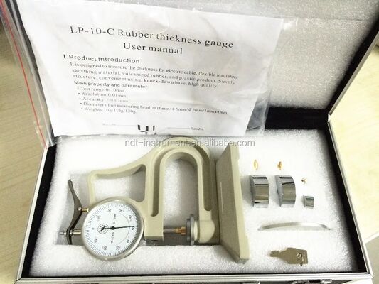 LP-10-C Rubber Thickness Gauge 0-10mm 0.01mm Resolution for Plastic Rubber